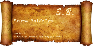 Sturm Balázs névjegykártya